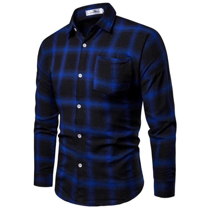 Men's Plaid Shirts - New Fall Arrival, Korean Style Trendy Long-Sleeve Checkered Shirt for Men