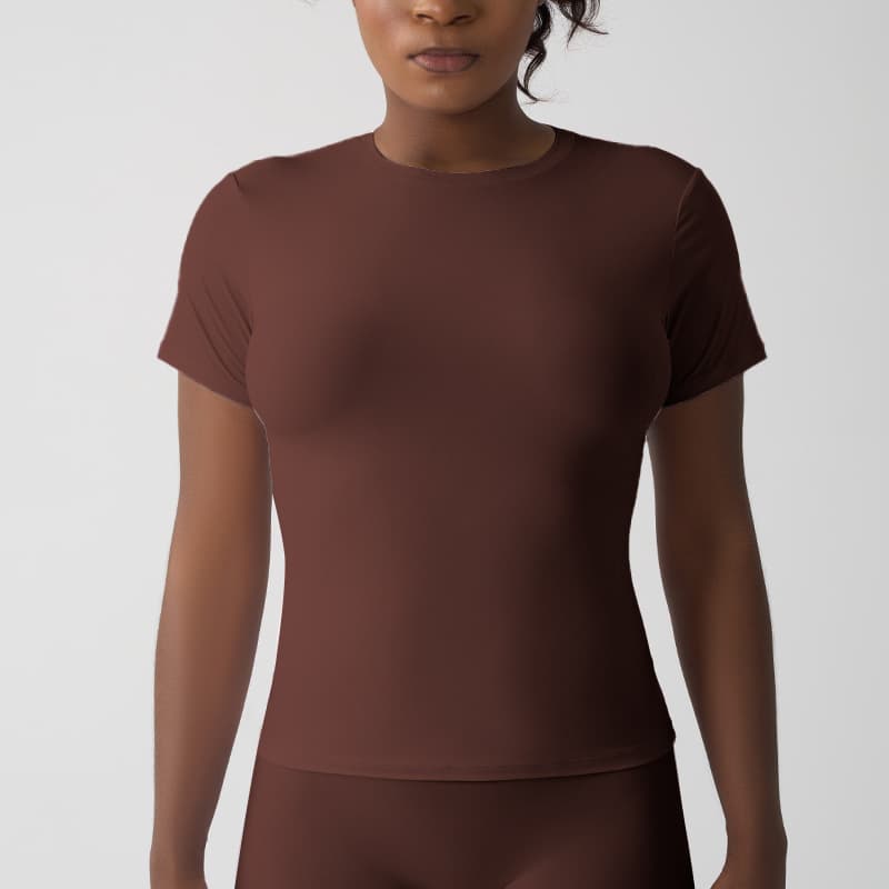 SSIMS Single Layer T-Shirt Sports Tight Yoga Short-Sleeve Running T-Shirt for Women