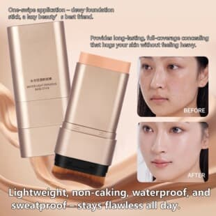 Cross-Border Exclusive Snow Jasmine Dual-Ended Foundation Concealer Stick, Eraser Foundation Stick with Brush, Long-Lasting, Non-Fading
