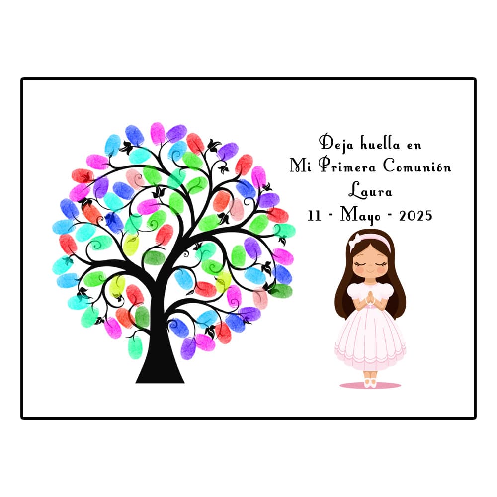 Girl's Birthday Party Baptism First Communion Fingerprint DIY Sign-in Painting HK133