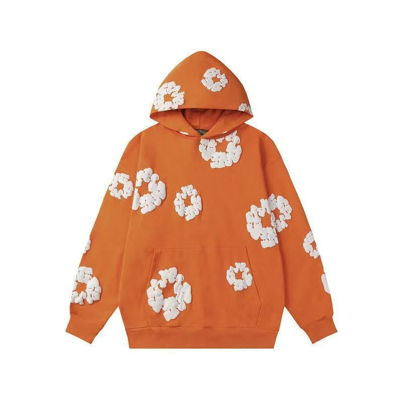 Cross-border Ozon Niche Trend Kapok Foam Print Hoodie American Retro Set Long Pants for Men and Women
