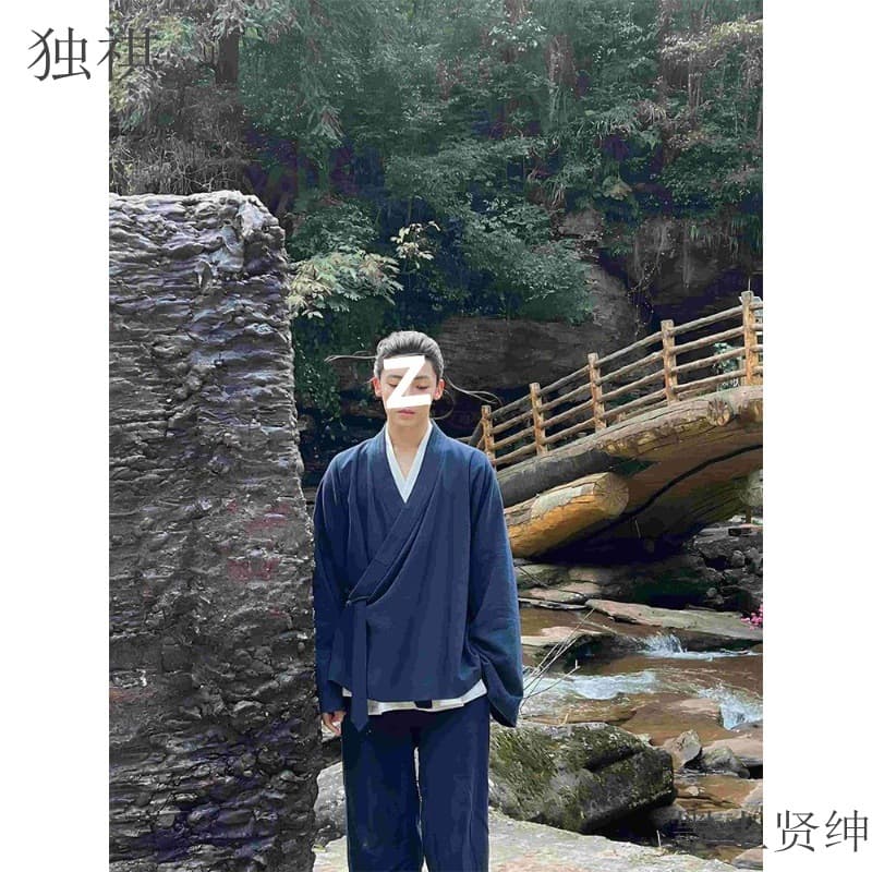 New Chinese Style Cotton Linen Tai Chi Practice Outerwear for Men Seven-Quarter Dao Pao Lay Brother's Clothes Martial Arts Wu Dang