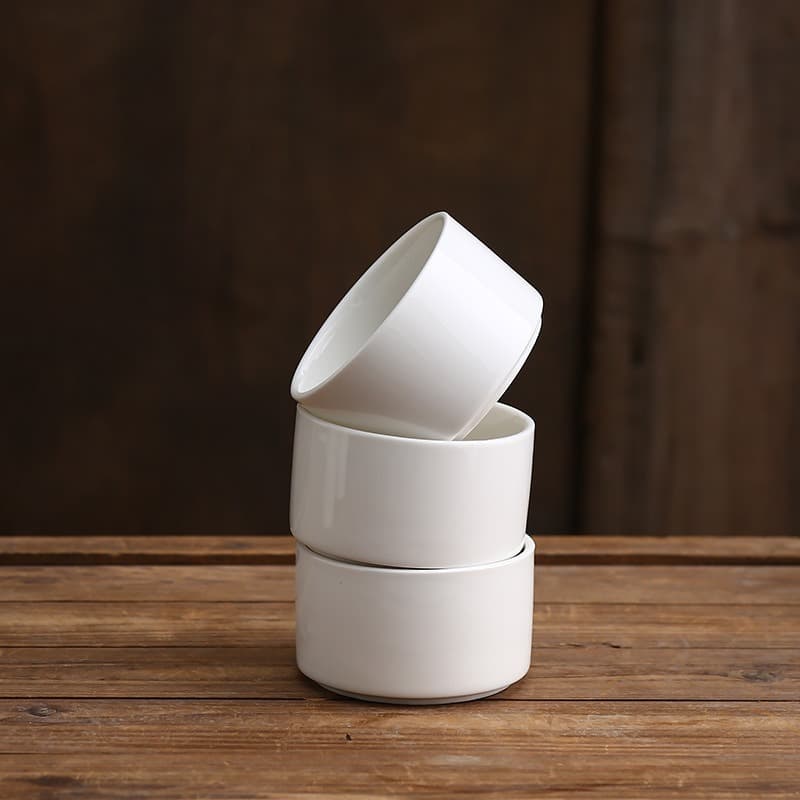 Pure white ceramic steamed egg bowl, pudding bowl, baking oven, air fryer, dessert small baking bowl, heat-resistant steaming and high-temperature resistant