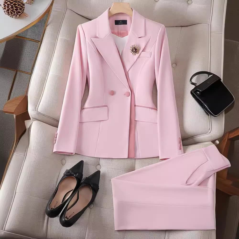 Korean-style Women's Long-sleeve Business Suit Set for Interview Sales Workwear 8036