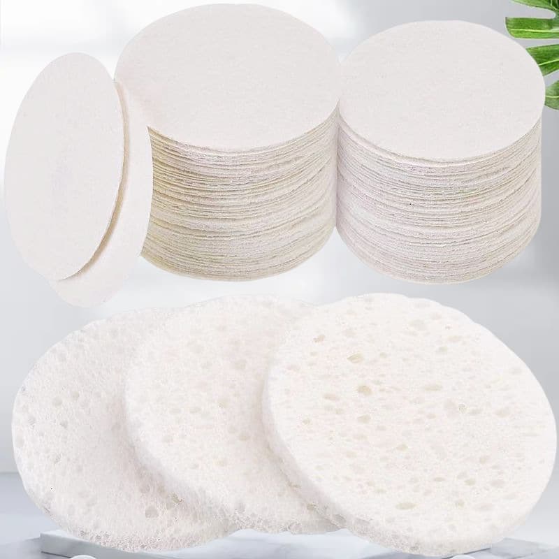 Cross-Border White Wood Pulp Cotton Compressed Facial Sponges, Ultra-Thin Sheets That Absorb Water and Expand for Makeup Removal