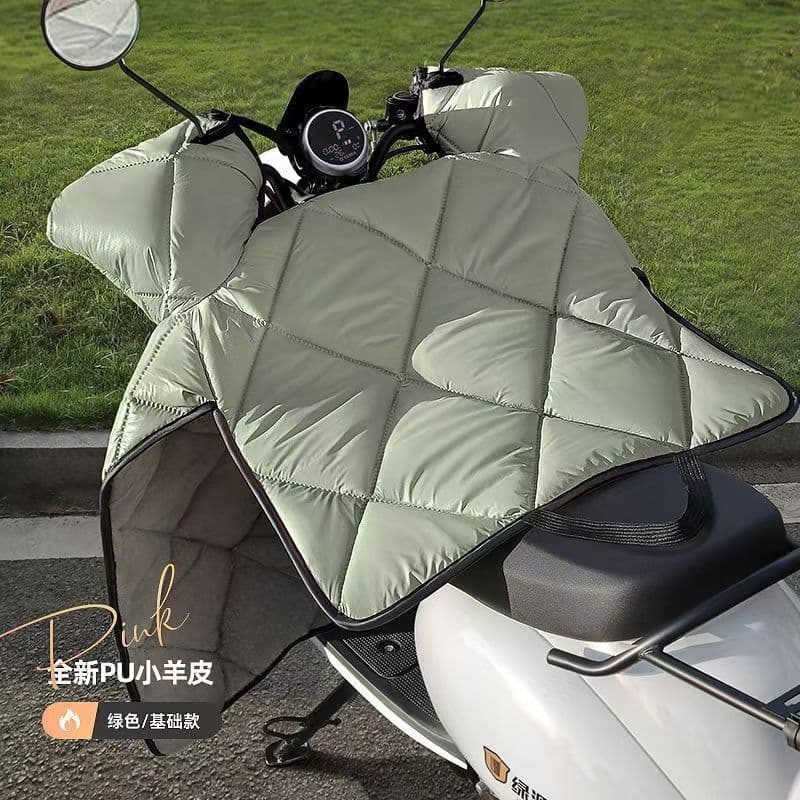 PU Lambskin Electric Bike Windshield Cover, Winter Fleece-Lined Thickened Waterproof Motorcycle Windshield, 2024 New Model