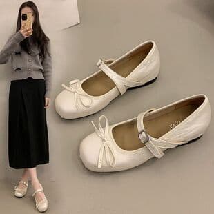 Fashionable Chanel-Style Slip-On Flats, 2026 Summer, Bow, Petite, Single Buckle Strap, Commuter Shoes for Women