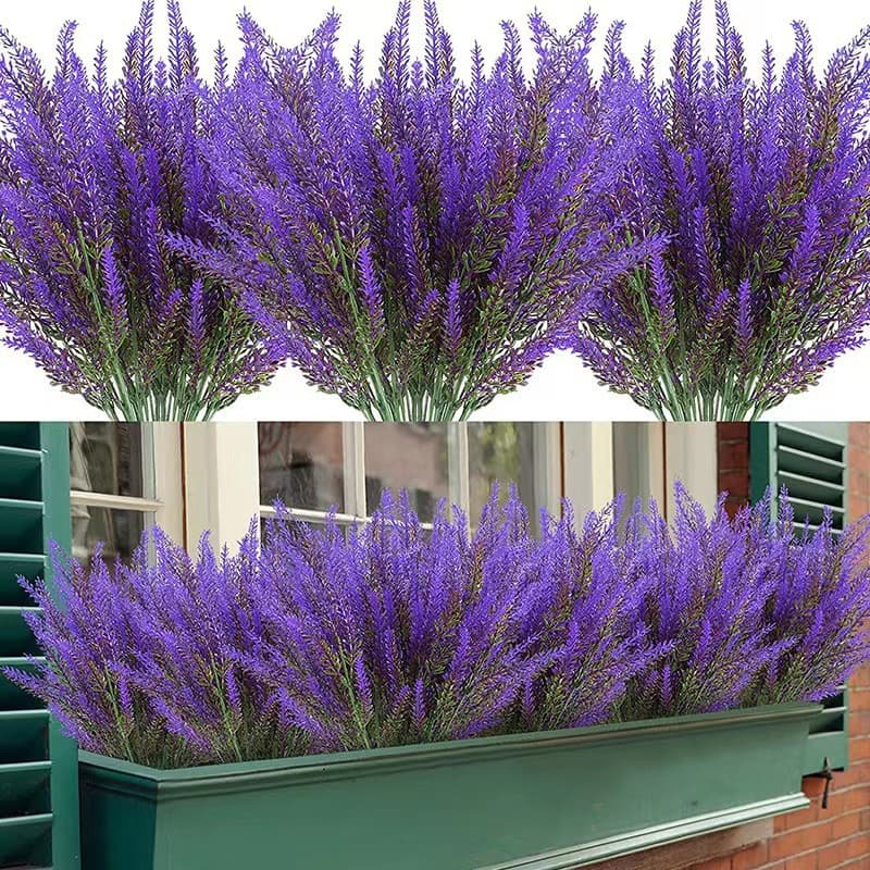 5-Pronged Lavender Artificial Plastic Flower Simulation Plant Potted Lavender for Wedding Photography Props Home Decoration