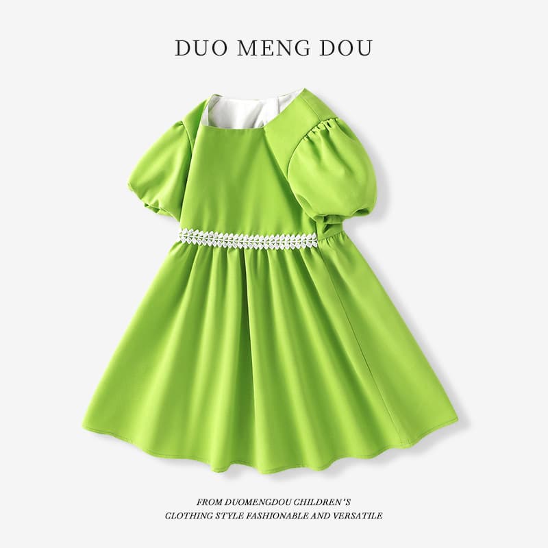 Girls Dress 2025 Summer New Style Big Kids Bubble Sleeve Long Dress Children Princess Dress OEM Custom
