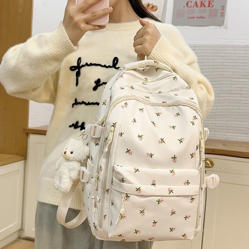 Korean version of ins simple middle and high school students sweet style schoolbag female cute campus style casual bag small fresh backpack
