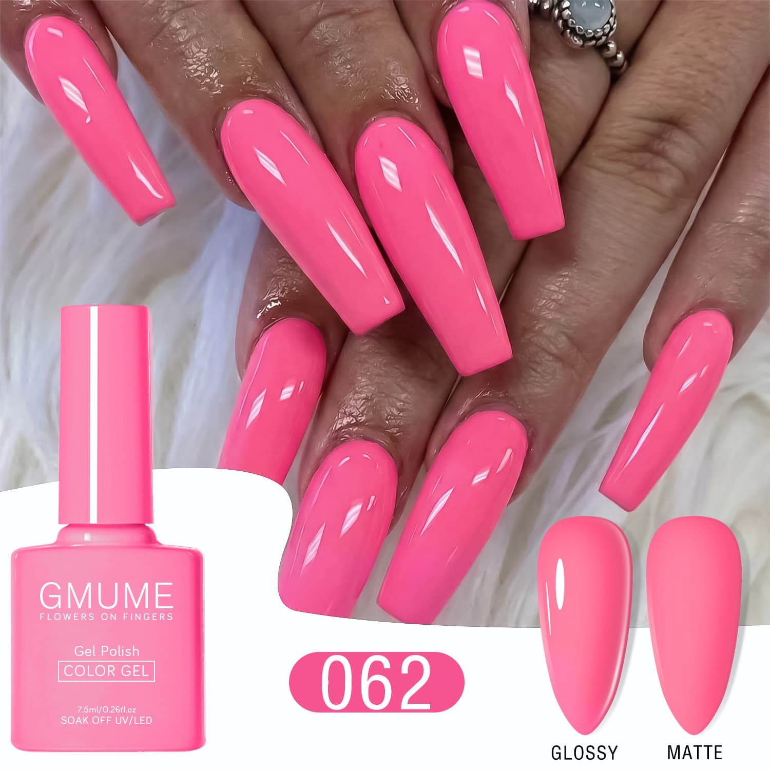 Cross-Border Fluorescent Color Hot Sale Exclusive Bottle Gel Nail Polish, Pink Bright Dopamine, Best-Selling Nail Polish, Nail Salon