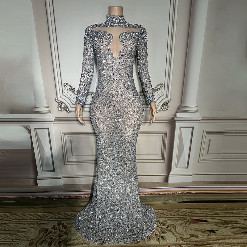 Novance 2024 Shiny Rhinestone Long Skirt Women's Casual Short Skirt Women's Evening Dress Suitable for Parties and Weddings