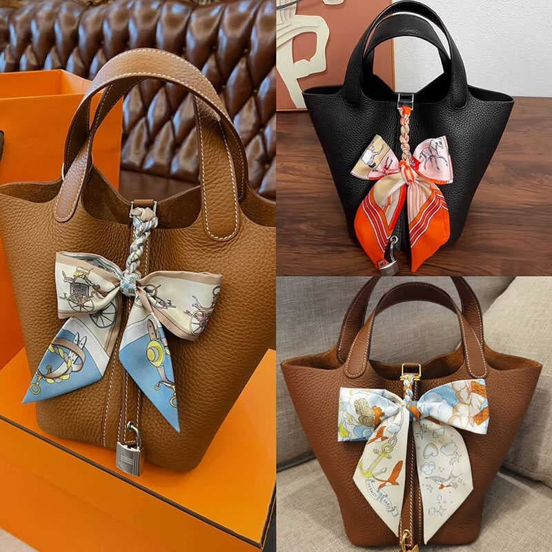 New bag accessories H family vegetable basket high-end silk scarf bow bag pendant high-end light luxury style pendant