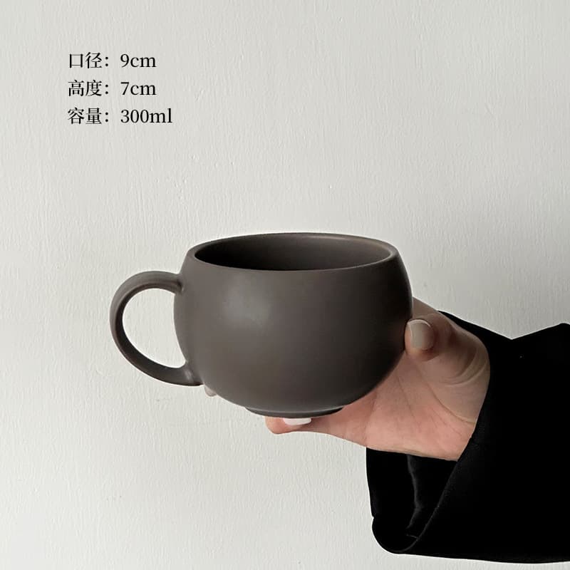 Retro Egg-Shaped Cup Frosted Stone Texture Ceramic Cup Latte Coffee Cup Afternoon Tea Niche Cappuccino Latte Art Cup