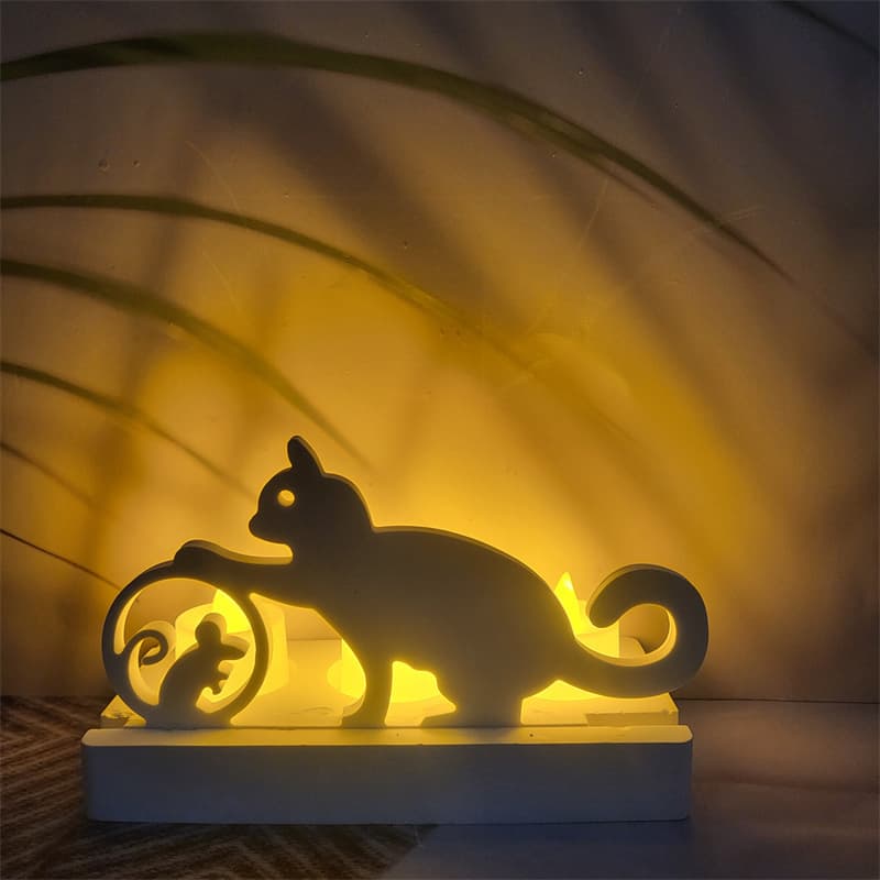 Soft S0454R Cat Funny Mouse Plug-in Decorative Plaster Mold DIY Silicone Mold Cement Plaster