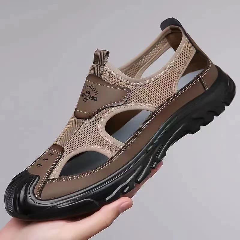 Men's clogs, summer mesh closed-toe breathable driving open outdoor mid-range casual versatile non-slip sandals