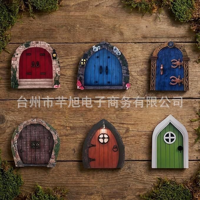 Elf Fairy Door Fairy Tale Door Courtyard Wooden Tree Decoration Wooden Hanging Ornament Garden Decoration Crafts