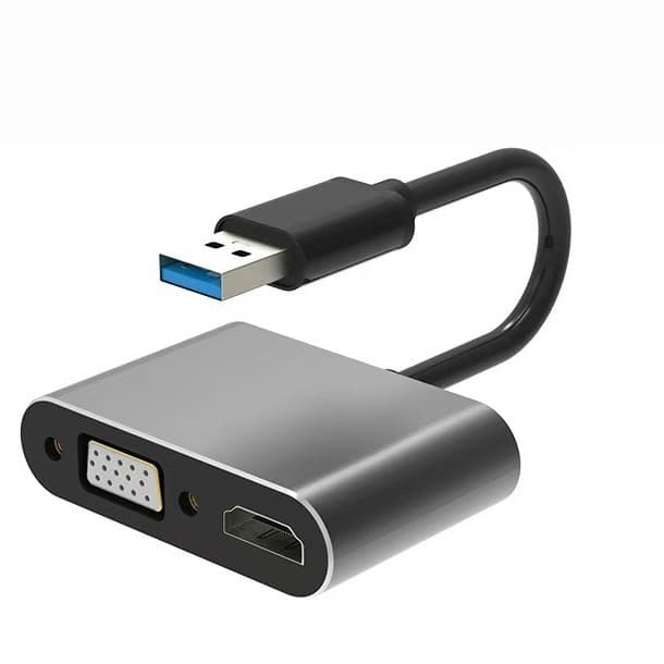 USB 3.0 to HDMI + VGA Adapter for Desktop Computer, Laptop to Monitor, TV, Projector