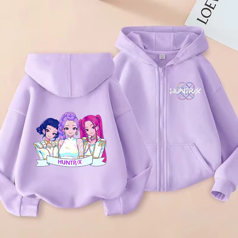 KPop Korean Style Printed Fashion Unisex Kids Zip-Up Hoodie Cross-Border Autumn Winter Casual Sweatshirt