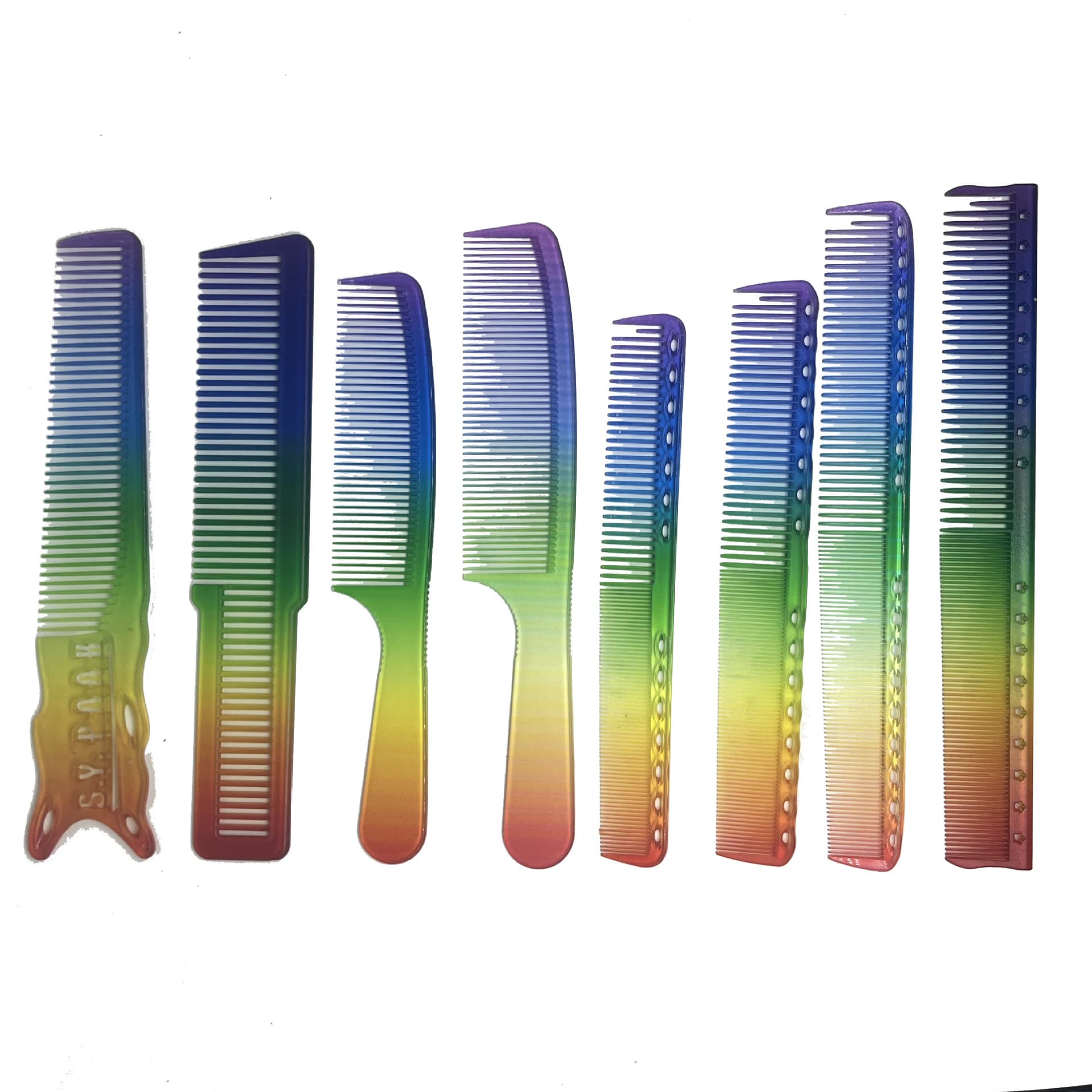 Rainbow Hairdressing Comb Colorful Transparent YS Scale Hairdressing Tool Resin Material for General Public Non-Imported