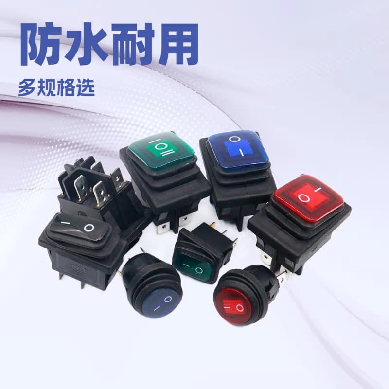 Sealed Waterproof Boat Switch KCD4, Six-Pin Three-Position with Light, 12V/220V, Waterproof Rocker Power Switch