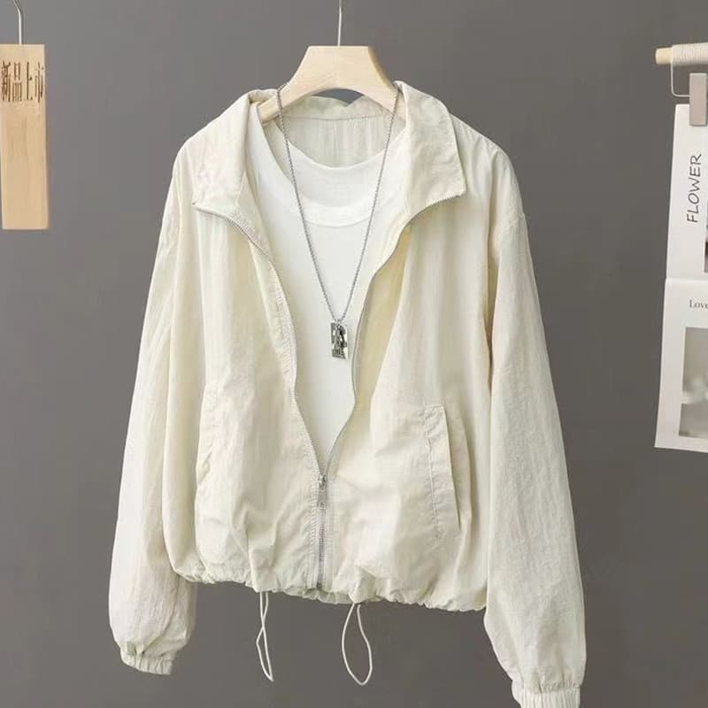 Stand Collar Summer Sun Protection Jacket for Women Long Sleeve Thin Lightweight Coat New Breathable Casual Loose Fit