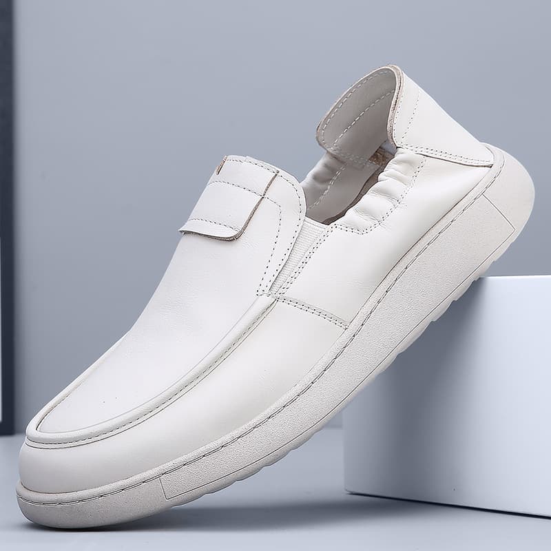 New Top Layer Cowhide Leather Shoes for Men, Father Shoes, Slip-On Non-Slip Leather Shoes for Middle-Aged and Elderly, Casual Shoes, Drop Shipping