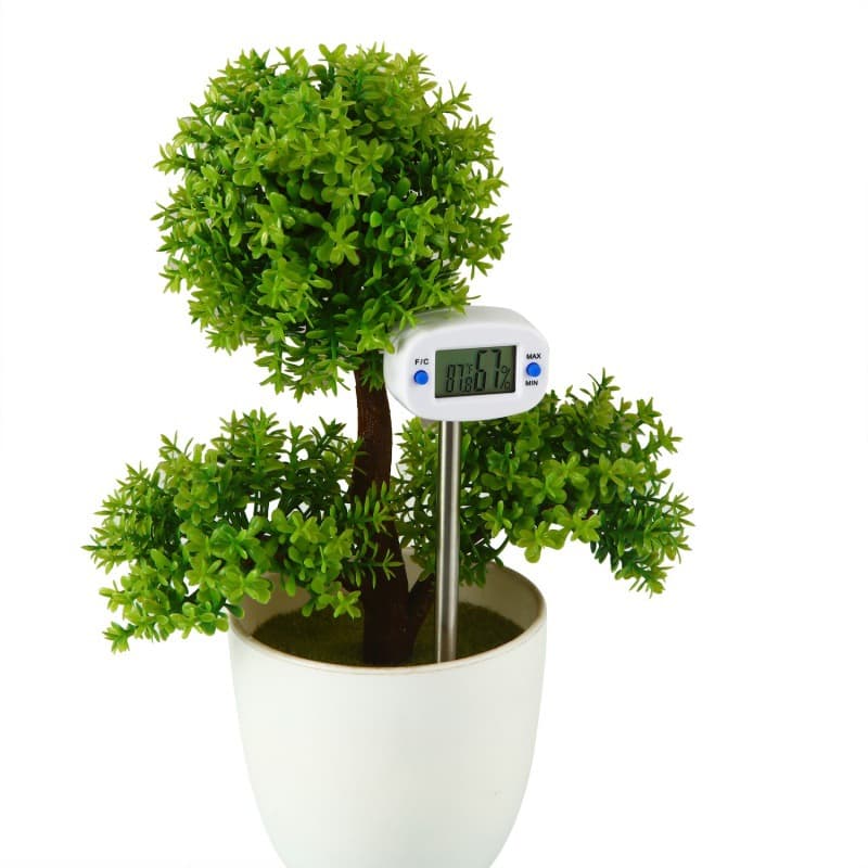 Mini Indoor/Outdoor Thermometer and Hygrometer with Stainless Steel Soil Moisture and Temperature Probe