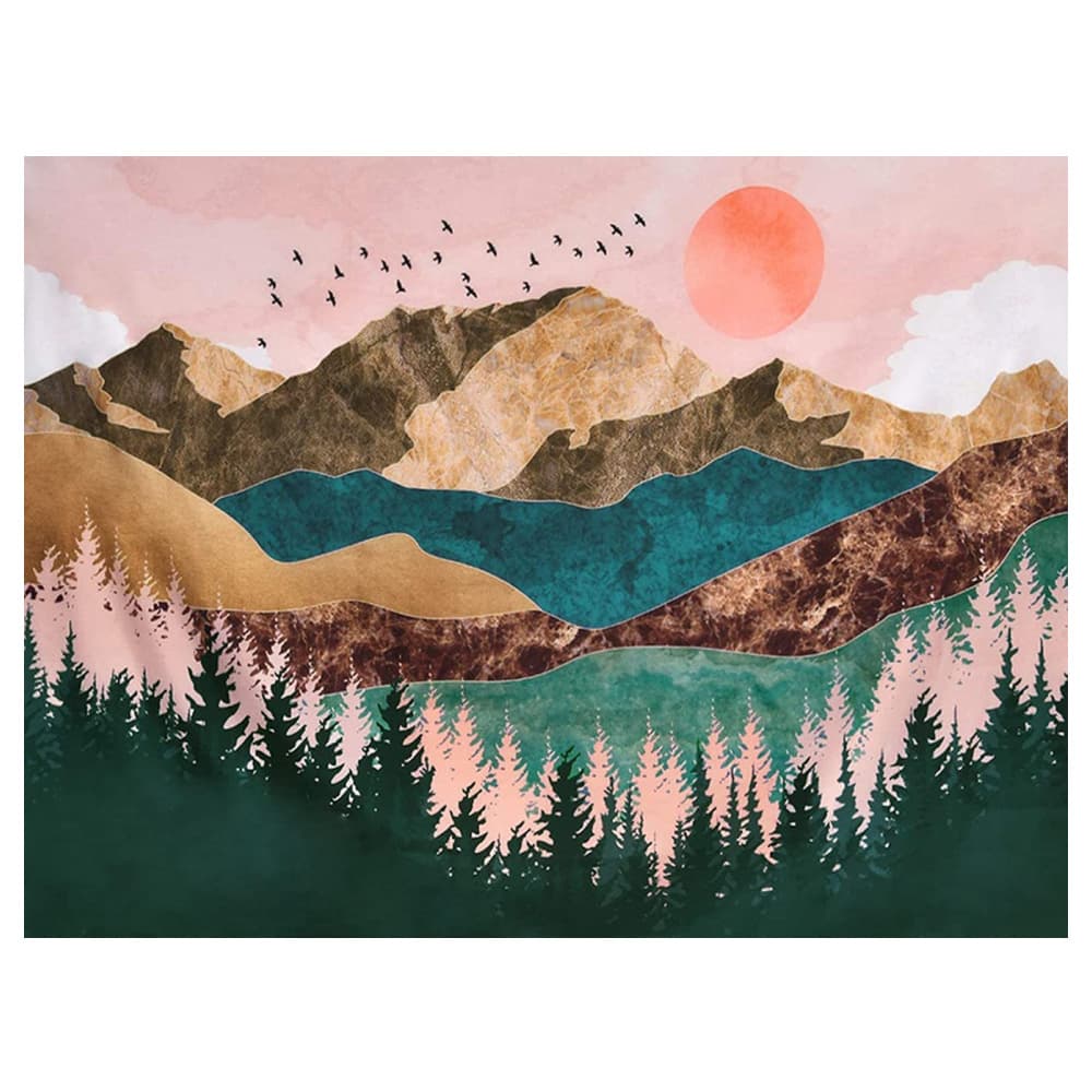 5D Diamond Diamond Kit for Adults Sunset Forest Landscape Painting Kit Artwork Home Decor Ideal Gift
