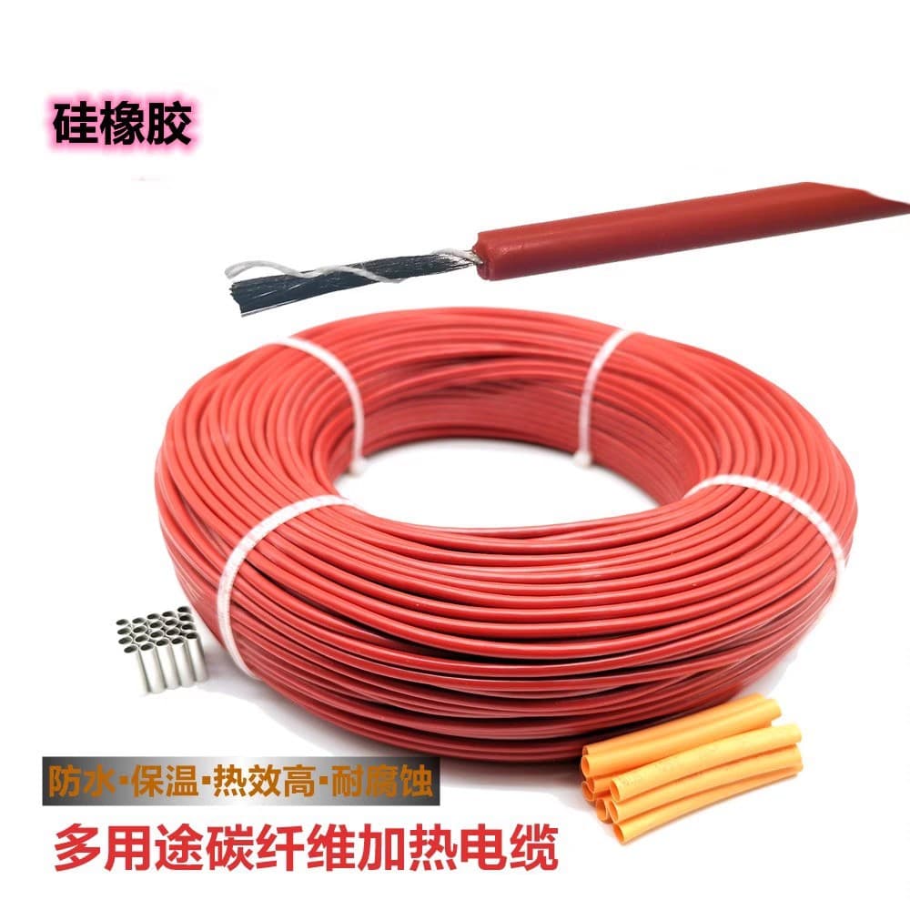 Factory Stock Custom Carbon Fiber Silicone Heating Wire for Electric Blankets, Floor Heating, Heating Cables, and Greenhouse Heating