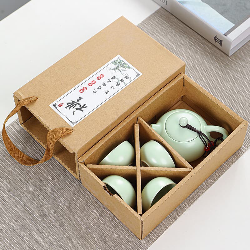 Ding Kiln Tea Set Portable Travel Group, Outdoor Activity Gift Souvenir, Mid-Autumn Gift with Logo Printing