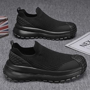 2025 Men's Casual Breathable Knitted Mesh Thin Shoes Youth Slip-On Chunky Versatile Shoes
