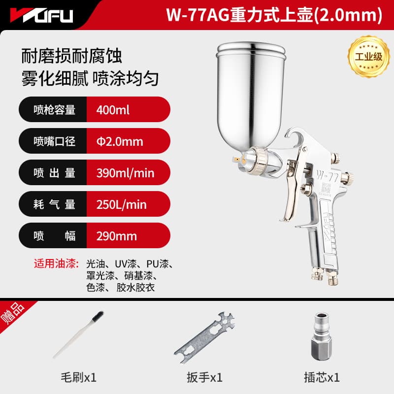 Wufu W71 Pneumatic Spray Gun, High Atomization for Automotive, W77 Latex Paint, W101 Paint, Furniture Topcoat, Primer, Paint Spray Gun