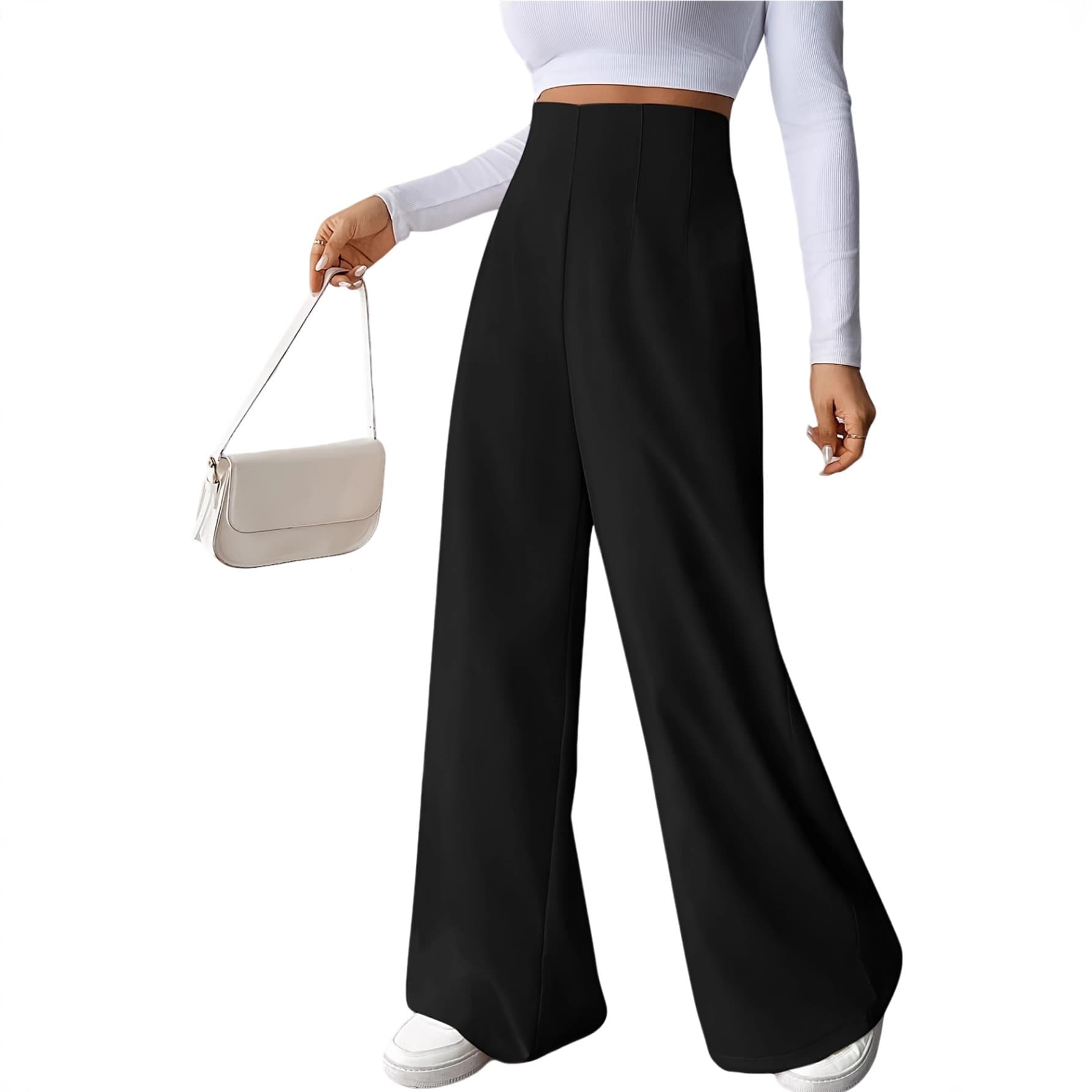 Amazon cross-border 2026 spring and summer exclusive high-waisted wide-leg pants for women, black drape suit pants, slim straight pants