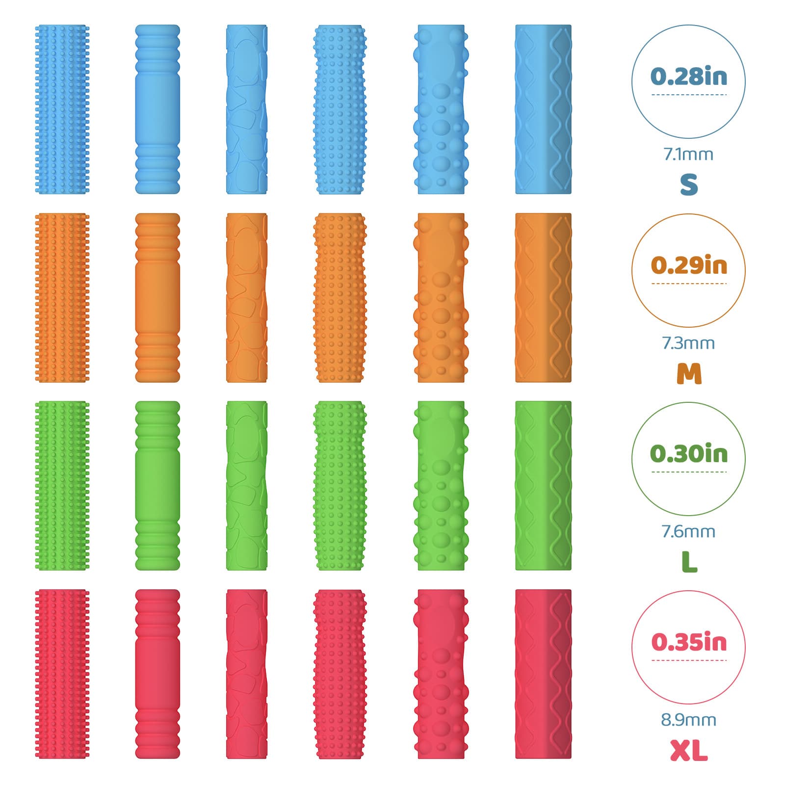 New Cross-border Sensory Toys Silicone Sensory Pencil Grips Textured Pencil Clips Autism Stress Relief Gift