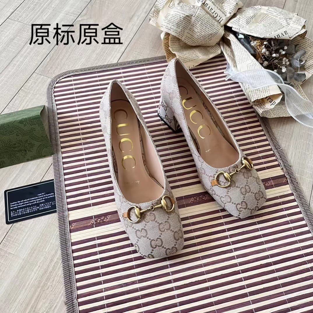 G Classic 7cm Chunky Heel Loafer High Heels Square Toe Metal Buckle Summer Fashion Versatile Mary Jane Women's Shoes