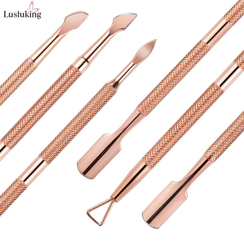 Factory Stainless Steel Cuticle Scissors Set Gold Cuticle Nipper Double-Ended Steel Pusher Nail Trimming Manicure Tool Kit