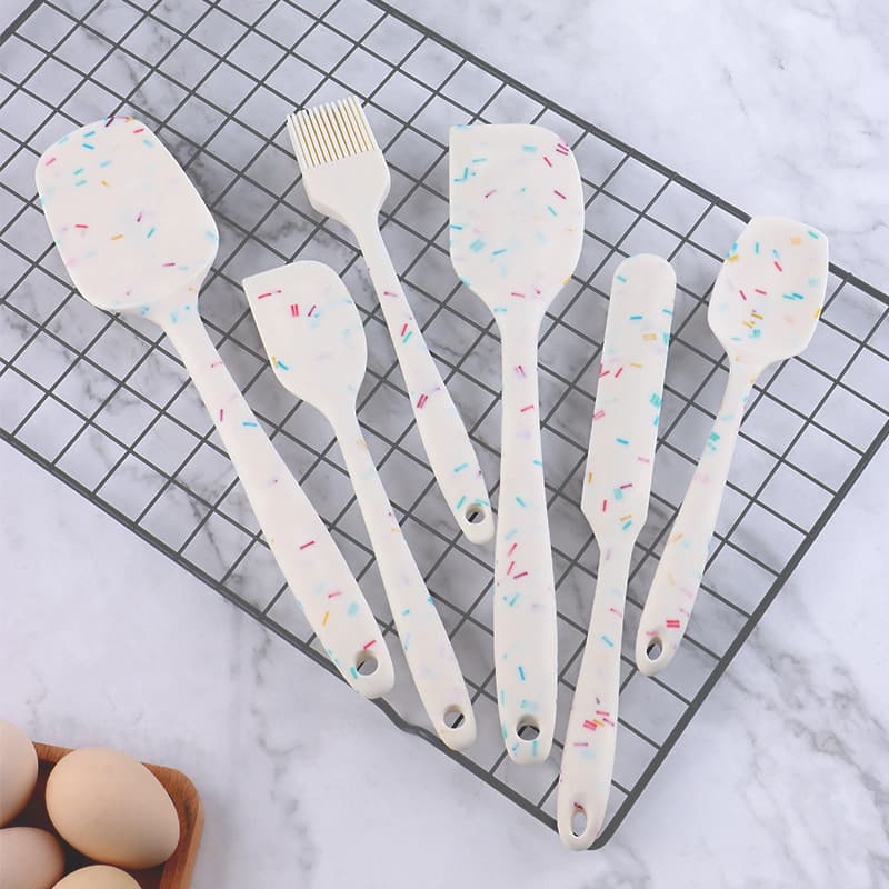 Food Grade Silicone Baking Scraper 6-Piece Set, Integrated Silicone Scraper Kitchen All-in-One Silicone Spatula Silicone Brush