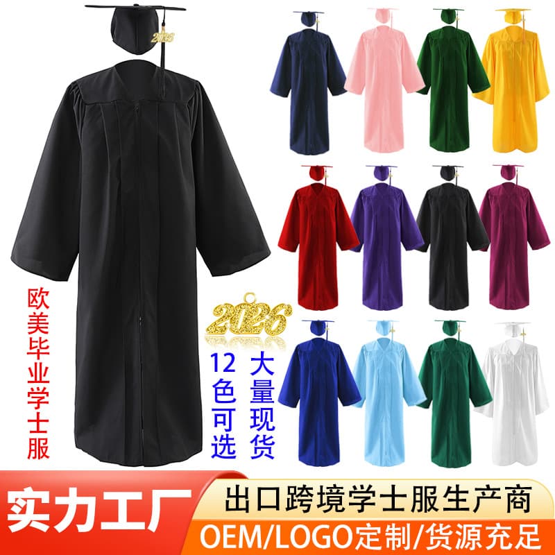 2026 Cross-border Amazon Bachelor's Degree Graduation Clothes Set High School College Students Graduation Clothes Graduation Ceremony Dresses