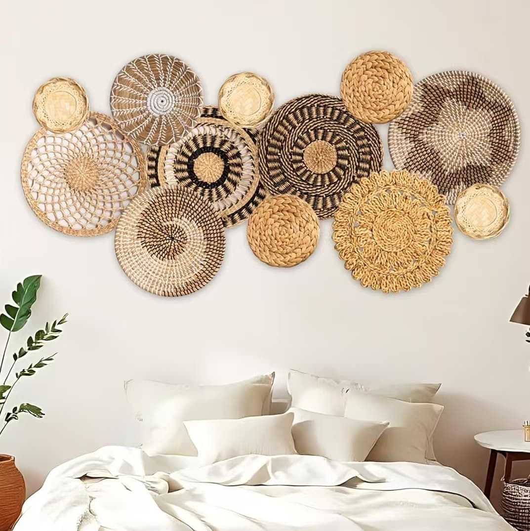 Custom Woven Straw Wall Decor Amazon Wall Art Background Wall Hanging Sofa Entryway Decoration B&B Background Wall Decor
