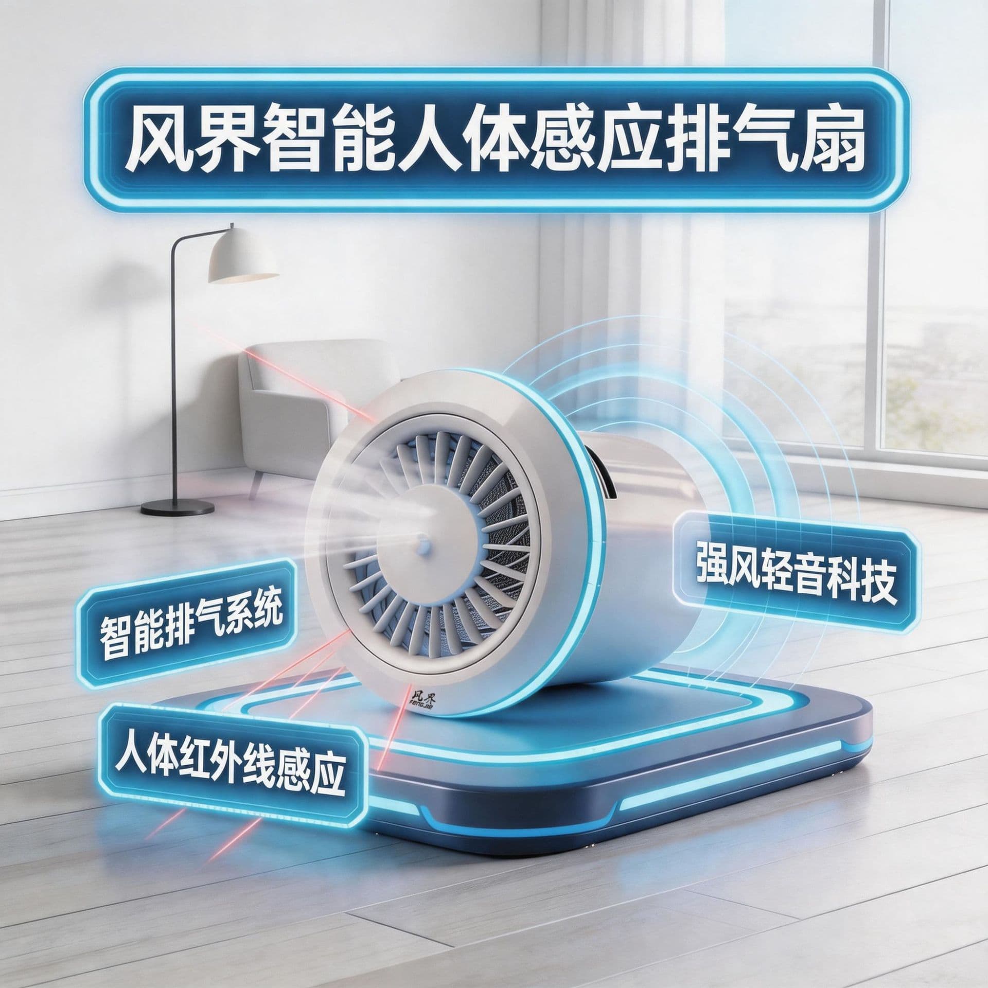 Wall-mounted bathroom smart infrared human body induction exhaust fan chess and card room exhaust fan basement ceiling exhaust fan