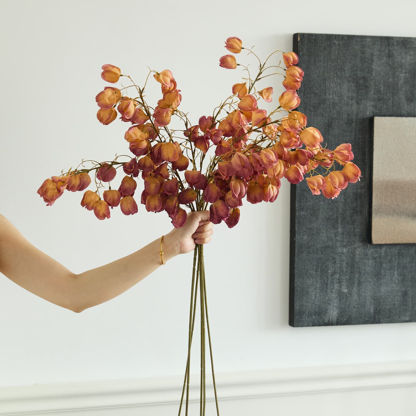 Lantern flowers, Chinese flame tree flowers, Chinese flame fruit artificial flowers, high-end realistic dining table artificial flowers, artificial flowers, bouquet scene decoration