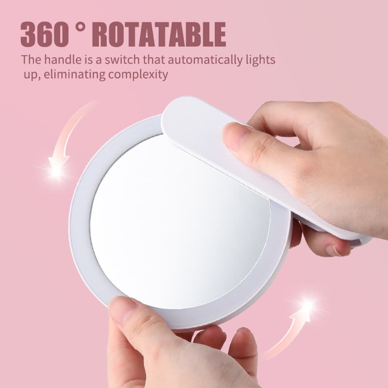Cross-border Mini Portable Makeup Mirror Magnetic Switch Mini Makeup Mirror Light Nail Art Handheld Mirror Nail Lamp