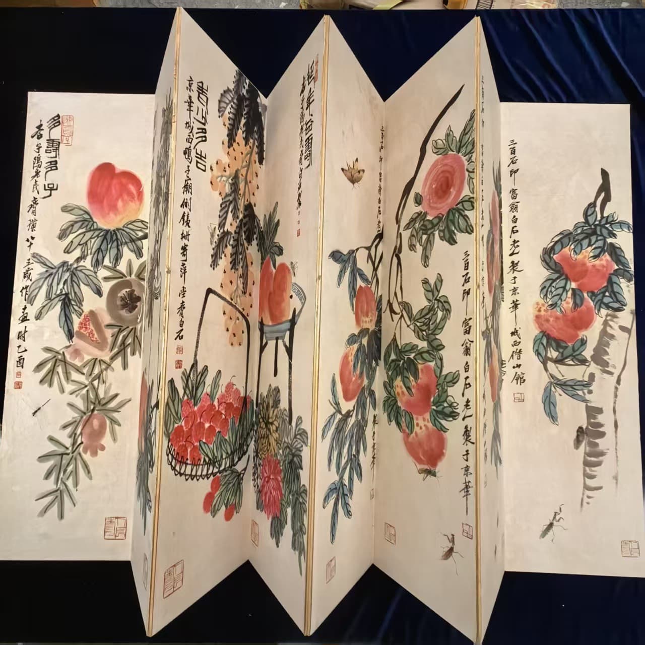 Antique Calligraphy and Painting by Qi Baishi "Spring Scenery in Jiangnan" Screen, Large Painting Screen, Factory Direct, Ample Stock