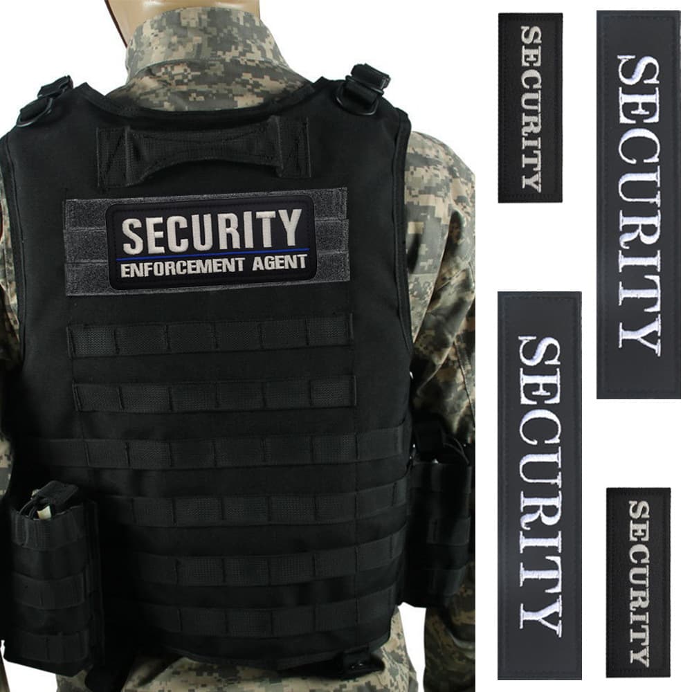 English SECURITY Order Safety Reflective Tactical Uniform Accessory Patch Sticker Box Packaging Decorative Badge, Small and Large Sizes