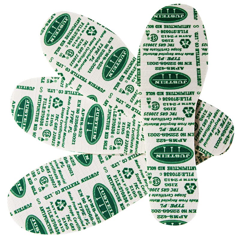 Kevlar fiber anti-puncture midsole, composite polymer material, EN12568