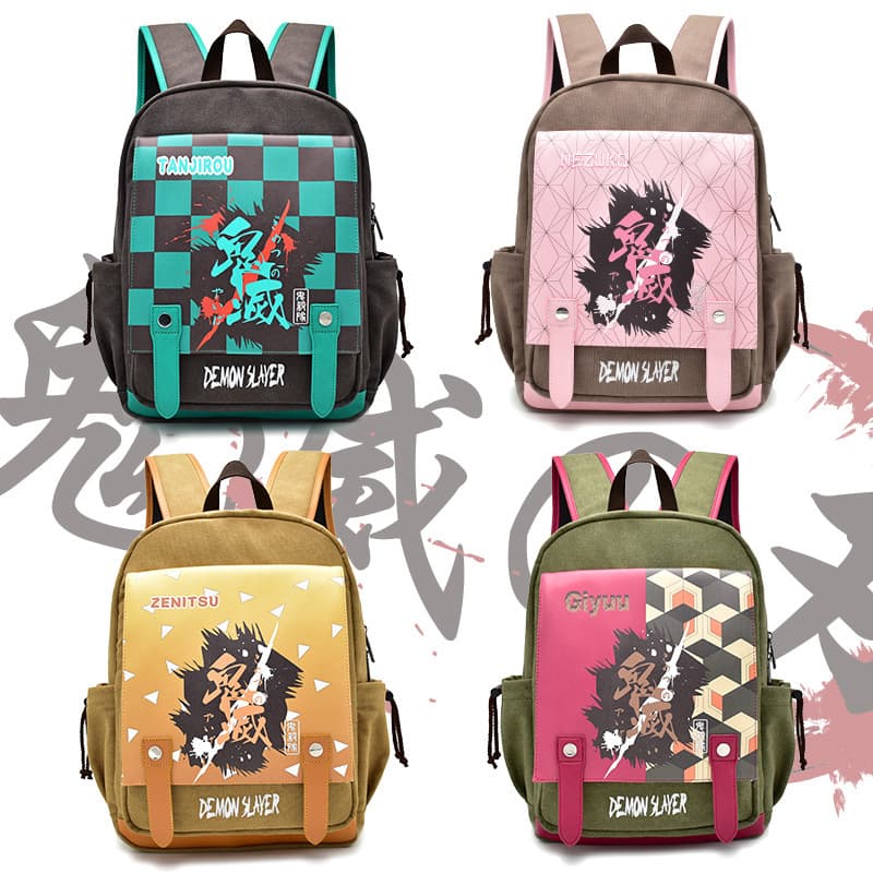 New Cross-Border Anime Backpack Demon Slayer Tanjiro One Piece Attack on Titan Student School Bag