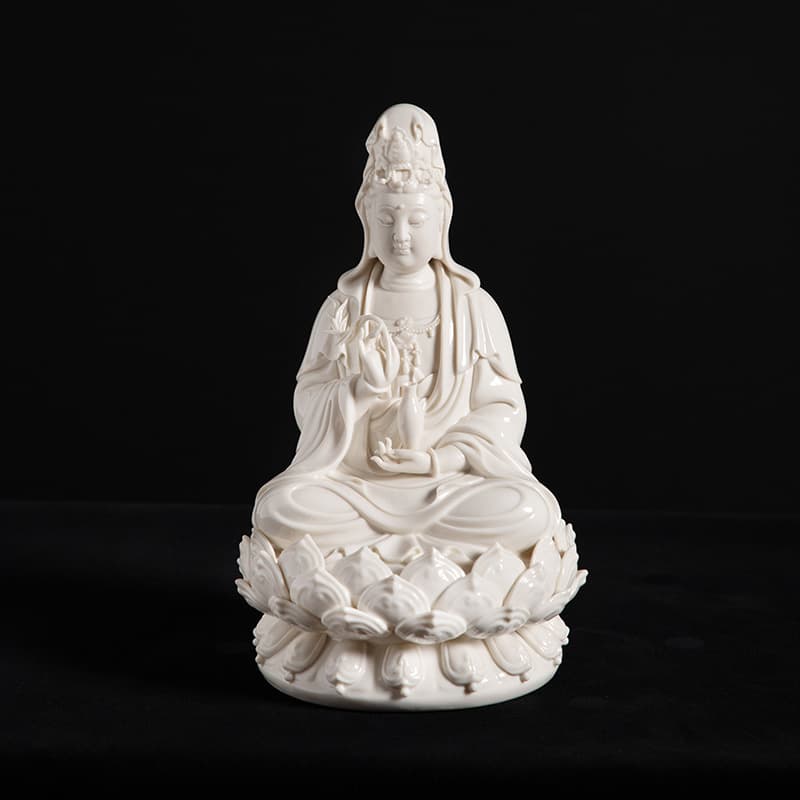 Dehua Ceramic Pure Bottle Guanyin Whole Lotus Desktop Ornaments Living Room Decoration Entrance TV Cabinet Handicrafts Home Accessories