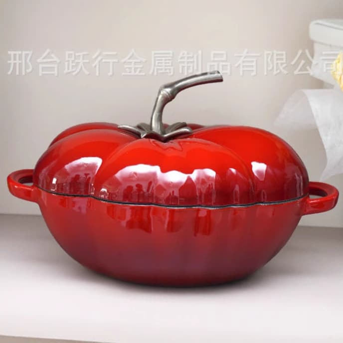 Persimmon Wish Live Stream Cast Iron Enameled Stew Pot, Soup Pot, Shaped Tomato Pot, Cast Iron Pot, Universal for Stove