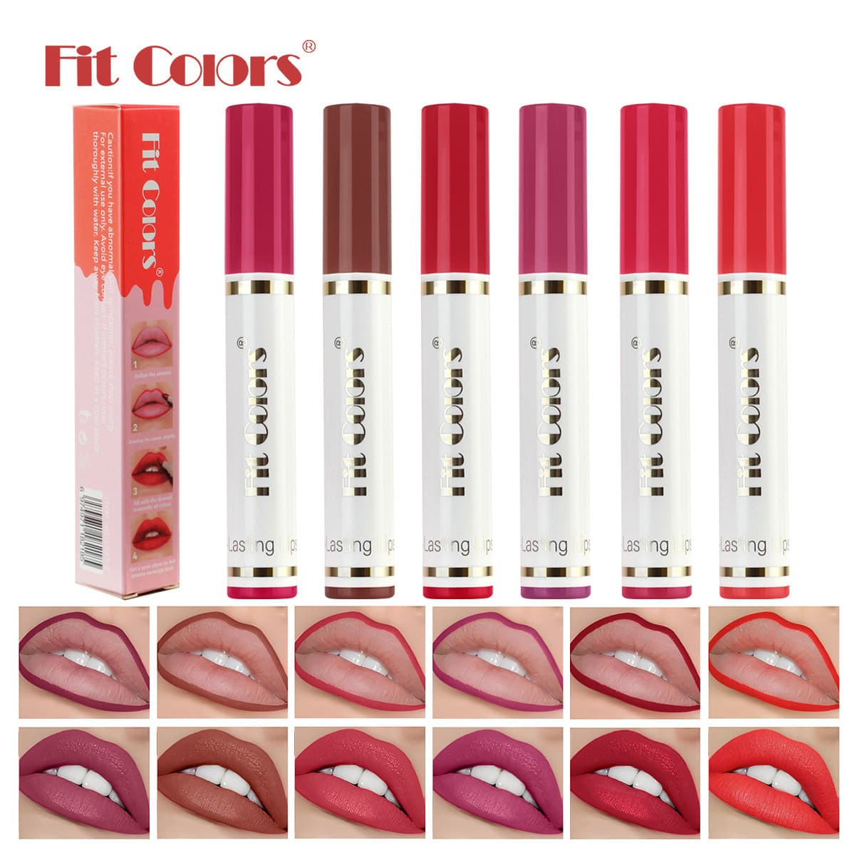 Fit Colors 6-Color Lip Liner Pencil Set - Matte, Long-Lasting, Smudge-Proof Lip Liner & Lipstick